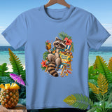Raccoon in sunglasses relaxing in a beach chair with 