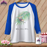 White baseball tee with a gecko, palm leaf, and 