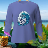 Long-sleeved shirt with a dolphin jumping in a wave and 