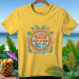 Yellow t-shirt with tropical 
