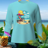 Light blue long-sleeve shirt with beach graphic and 
