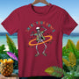 Skeleton in Hawaiian shirt dancing with "Shake Your Bones" text.