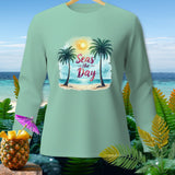 Light green long-sleeve shirt with 