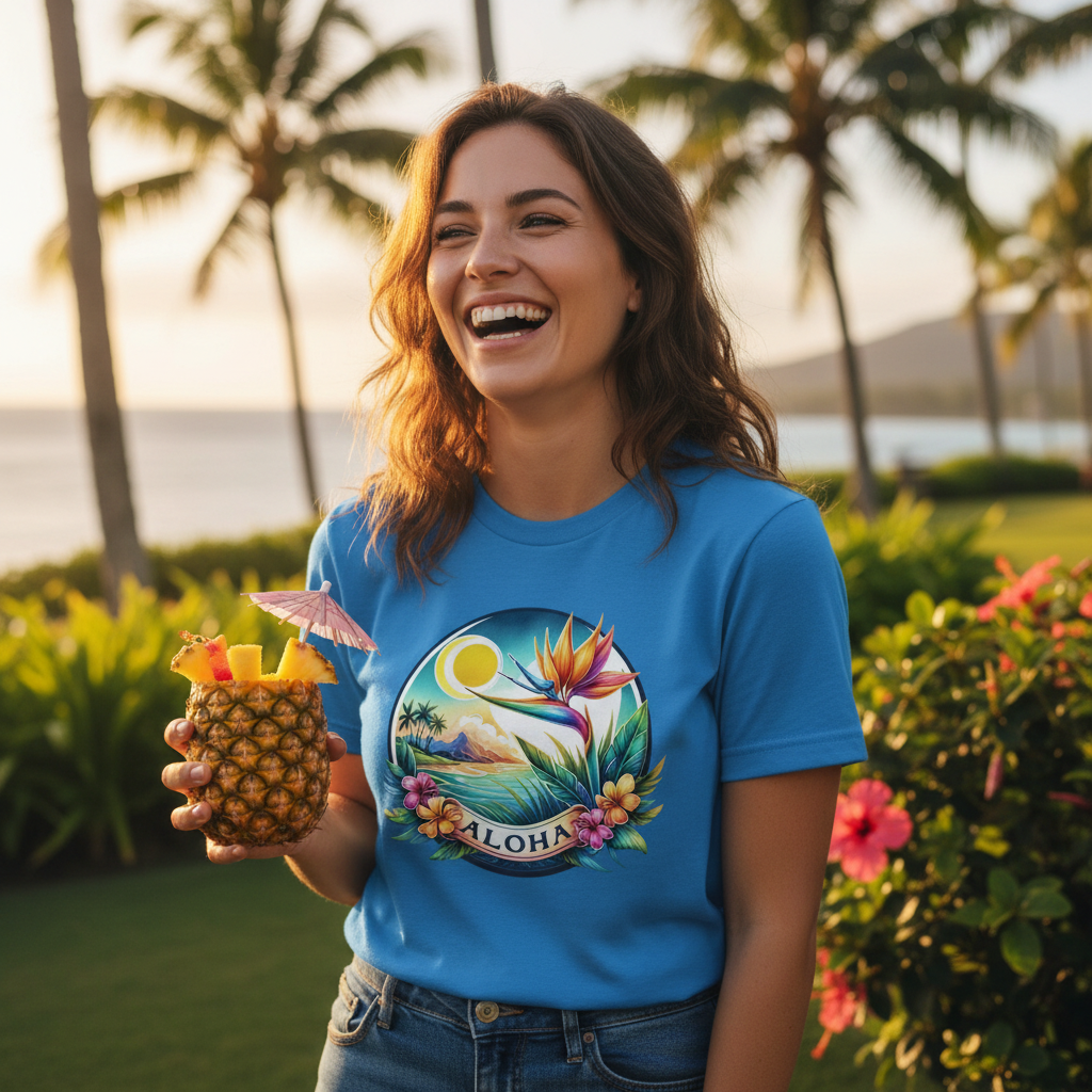 lifestyle scene ~ Aloha Bird of Paradise ~ Premium T-Shirt