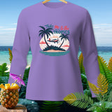 Purple long-sleeve shirt with 