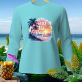 Teal long-sleeve shirt with 