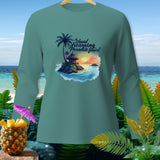 Teal long-sleeve shirt with 