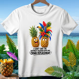 Two cartoon pineapples with faces, one smiling and one frowning, with the text 