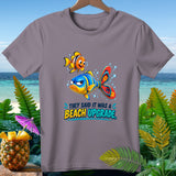 T-shirt with two cartoon fish and text 