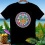 Black t-shirt with "Flip Flops Freedom and Fun" circular graphic.