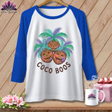 White baseball tee with three coconut pumpkins and 