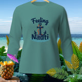 Teal long-sleeved shirt with 