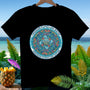 Black t-shirt with circular "Freedom Flows Like Water Aloha America 250" design.