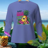 Long sleeve shirt with a cartoon pineapple saying 