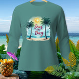 Teal long-sleeve shirt with 