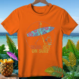 Orange t-shirt with skeleton, ghost, and 