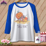 Hermit crab with pumpkin and candy corn on shirt, 