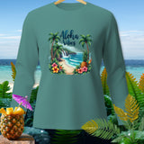 Teal long-sleeve shirt with 