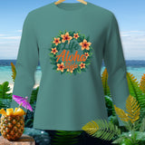 Teal long-sleeve shirt with 