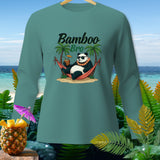 Long sleeve shirt with panda in hammock text 