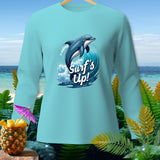 Light blue long-sleeve shirt with dolphin graphic and 