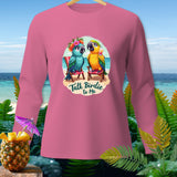 Pink long-sleeve shirt with two parrots and 