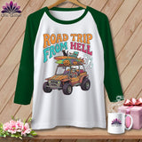 Green sleeve baseball tee with 