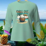 Teal long-sleeve shirt with 