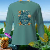 Teal long-sleeve shirt with 
