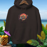 Brown hoodie with Halloween-themed birds and 