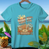 Teal shirt with 