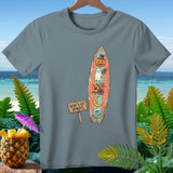 Surfboard with ghost, pumpkin, and moon graphic and 