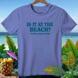Purple t-shirt with text 