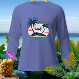 Purple long-sleeve shirt with 