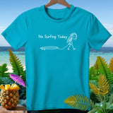 Turquoise t-shirt with white text 