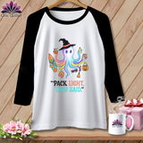 White raglan t-shirt with colorful octopus graphic and 