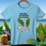 Light blue t-shirt with two birds and text 