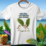 White t-shirt with birds and text: 