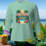 Light green long-sleeve shirt with 