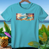 Teal t-shirt with graphic: Endless Summer America, 250 Years of Making Memories.