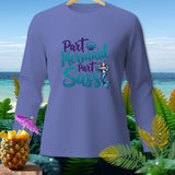 Purple long-sleeved shirt with 