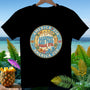 Black t-shirt with "America 250 Barefoot and Free Since 1776" circular graphic.