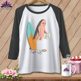 Baseball tee with a sad ghost holding a sign saying 