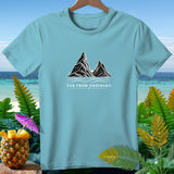 Light blue t-shirt with mountain and ocean graphic and 