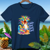 Colorful parrot graphic with text 