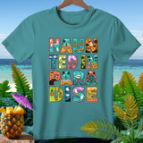 Teal t-shirt with 